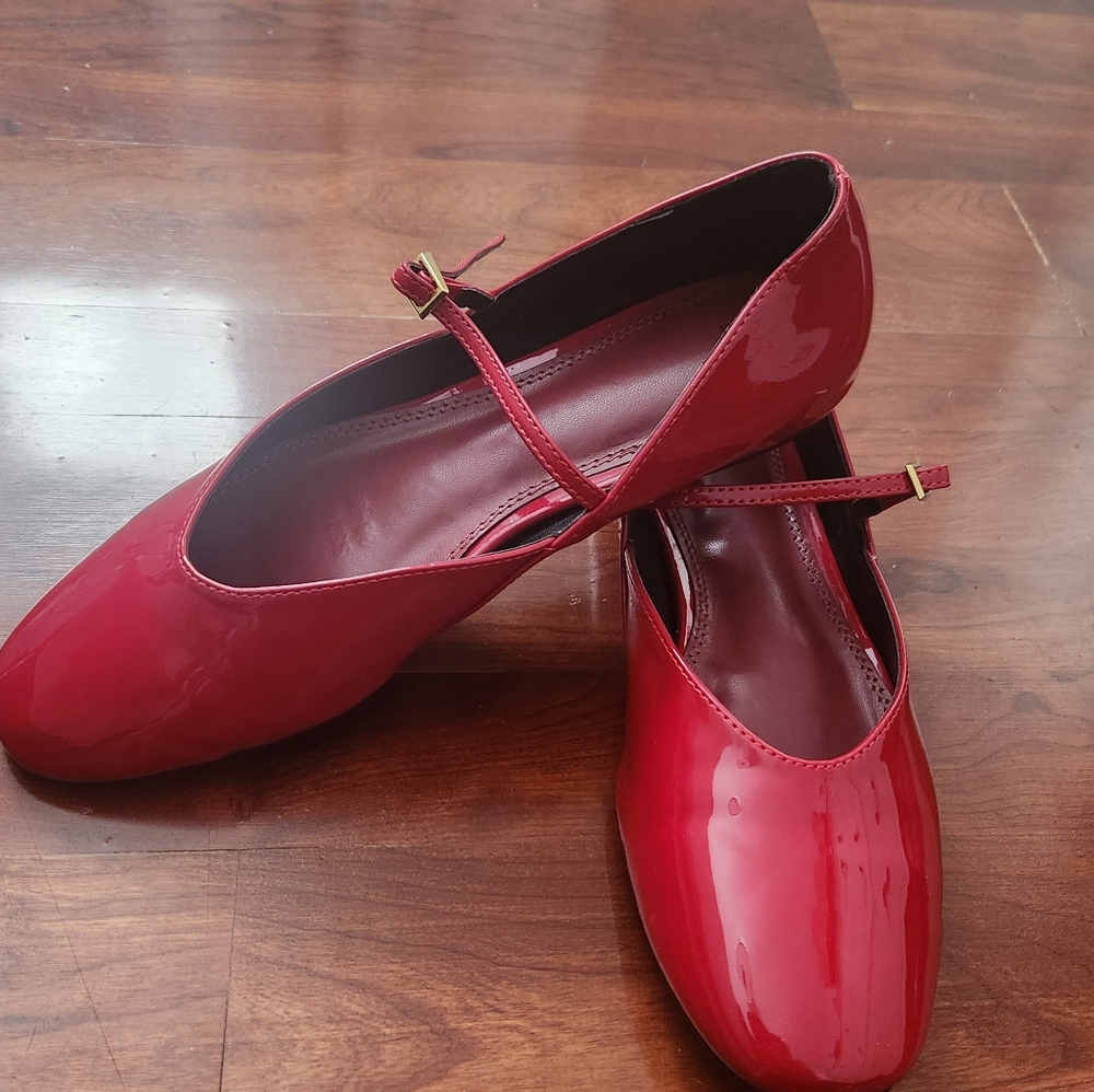 New Zara Red Patent Leather Flats